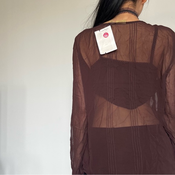 Caslon Brown Asymmetrical Blouse with Embellished Details - Picture 5 of 5